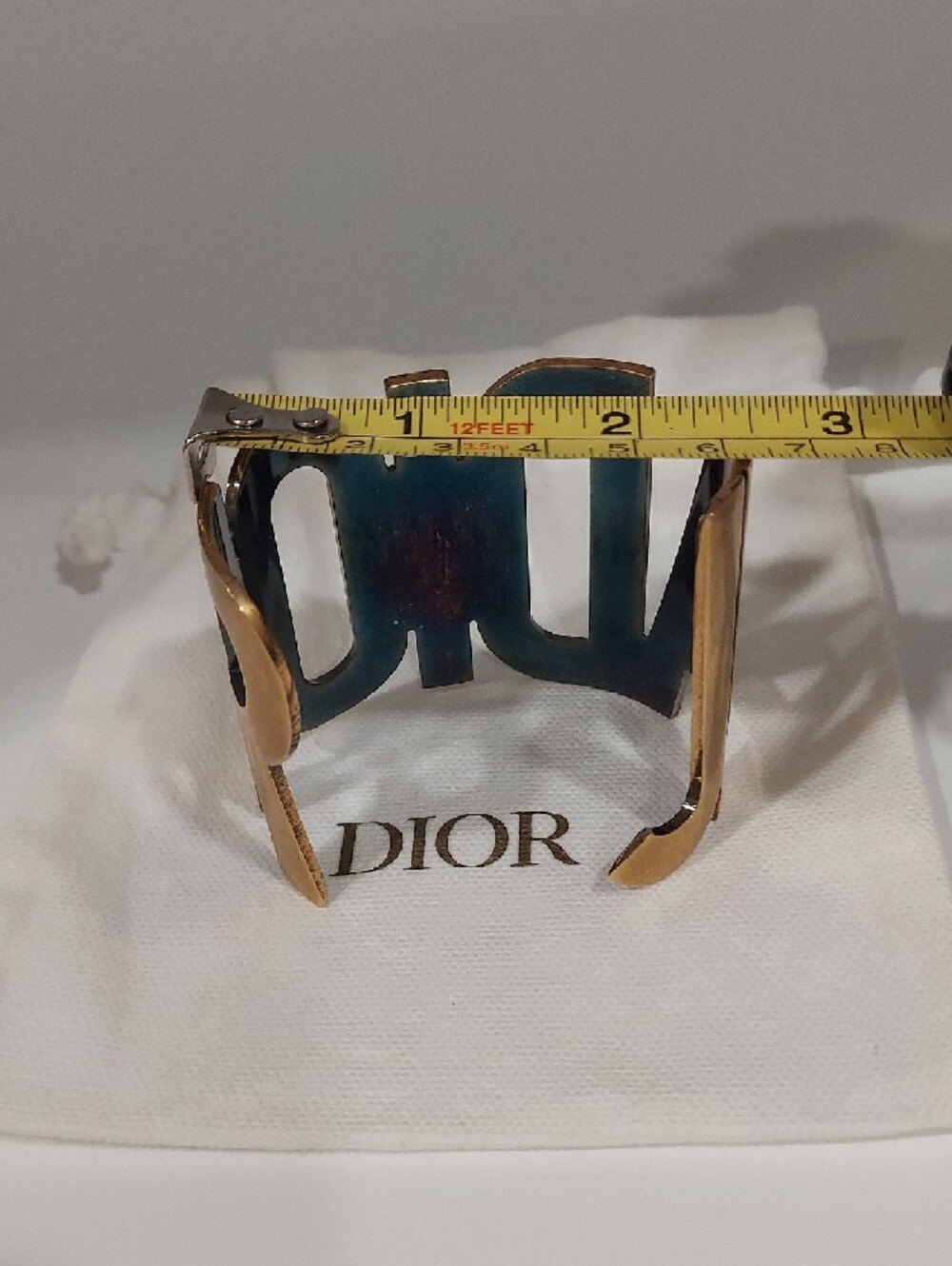 J'ADior Brass-Tone Logo Cuff in Metallic Gold Brass - Picture 5 of 7